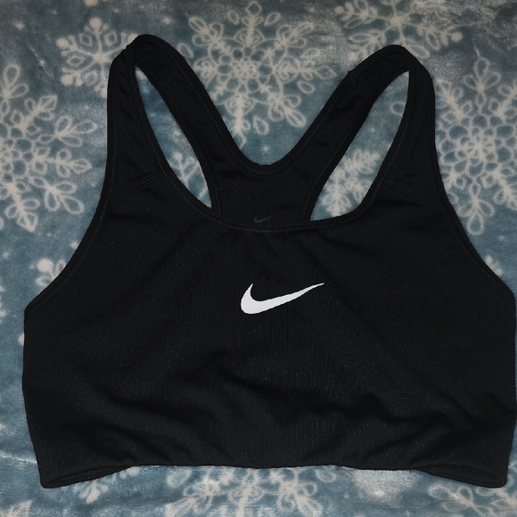 Nike Women's Black Sports Bra with White Logo - Picture 1 of 1